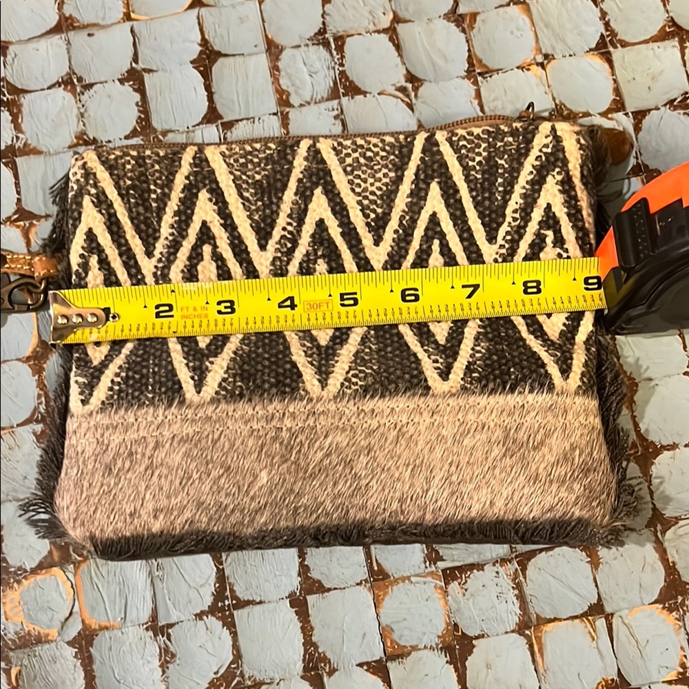 Myra bag Bohemian Brown and Cream Geometric Clutch - Picture 9 of 9